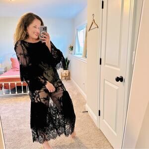 Revolve Stevie May Black Lace Maxi Dress Small